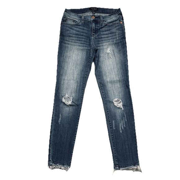 Judy Blue Ankle Skinny Jeans 7/28 (27x25.5) Blue Distressed Mid Rise Juniors - Picture 2 of 12